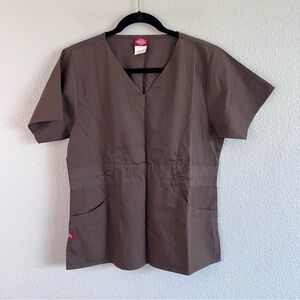 Dickies Women’s Medical Short Sleeve Scrub Top Brown